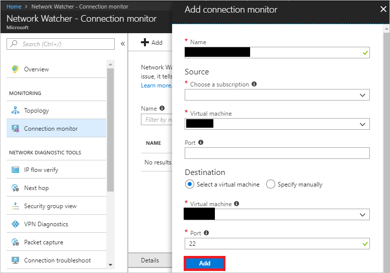 Add Connection Monitor